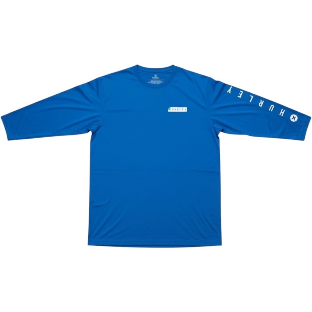 Hurley Athletic Shirt Men's XXL Blue Long Sleeve Performance Graphic Logo